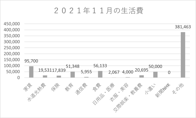 2021年11月支出実績グラフ